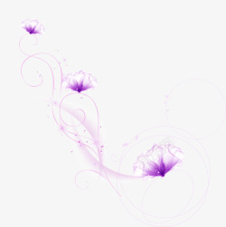 手绘紫色花藤花朵图案素材