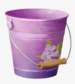 花叶印花紫色水桶素材