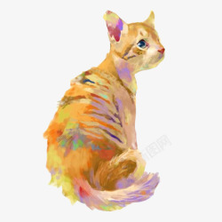 手绘色彩小猫片素材