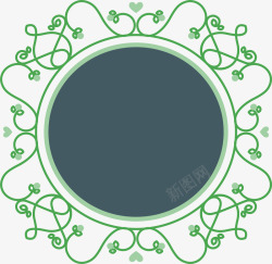 绿色欧式花纹圆形标题框素材