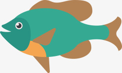 黄腹山雀卡通水族馆绿色黄腹鱼矢量图高清图片