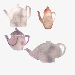 紫砂壶茶壶水墨画素材
