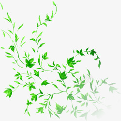 绿色艺术花藤手绘树叶素材