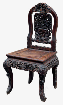 中式复杂镂空雕花黑檀木椅素材