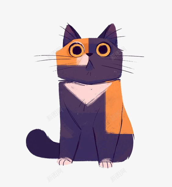 卡通猫咪插画png免抠素材_88icon https://88icon.com 可爱猫咪 宠物猫 手绘猫咪 橙色猫咪 猫咪印花 紫色猫咪