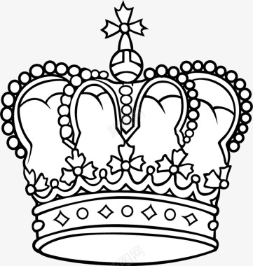 卡通皇冠手绘十字架镀银皇冠矢量图图标图标