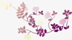 紫色藤蔓手绘花纹素材