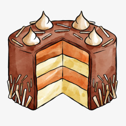芝士蛋糕手绘水彩风手绘生日巧克力芝士蛋糕素矢量图高清图片