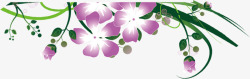 紫色手绘藤蔓花朵素材