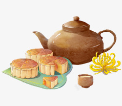 茶壶和月饼素材