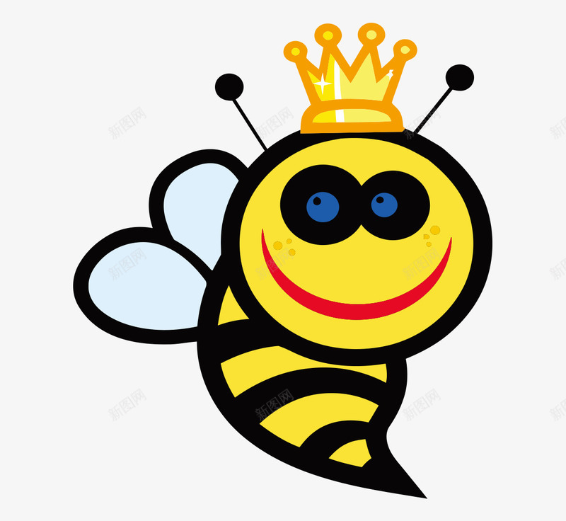 卡通手绘戴皇冠蜂王png免抠素材_88icon https://88icon.com 卡通的蜜蜂 平面蜜蜂 戴皇冠的蜂王 手绘的蜂王 矢量蜜蜂