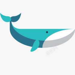 蓝色鲸鱼插画矢量图素材
