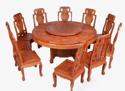 中国传统大件餐桌椅九件套素材