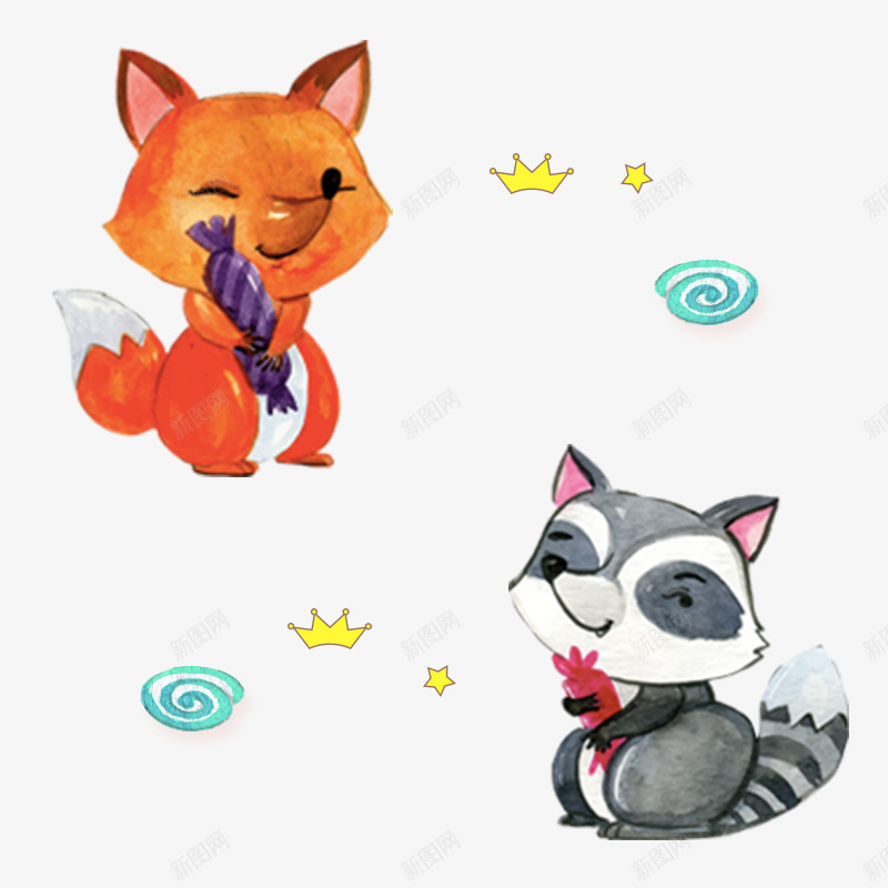 卡通手绘小狐狸png免抠素材_88icon https://88icon.com 五角星 小动物 小狐狸 小皇冠 手绘