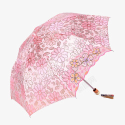 粉色刺绣印花晴雨伞素材