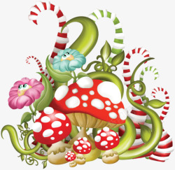 卡通手绘植物蘑菇素材
