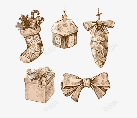 小屋里的圣诞礼物psd免抠素材_88icon https://88icon.com 创意色彩 圣诞节 小房子 浅棕系油画 礼物盒 装礼物的袜子