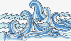 世界海洋日手绘蓝色海浪素材