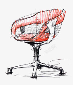 红色彩铅旋转座椅素材