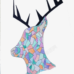 彩色麋鹿头装饰图案图素材