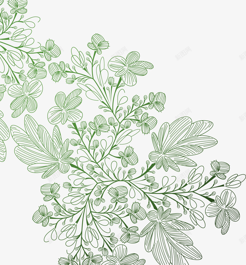 绿色叶子装饰png免抠素材_88icon https://88icon.com 叶子底纹 叶子装饰 文艺风 绿色叶子 绿色枝条 绿色藤蔓
