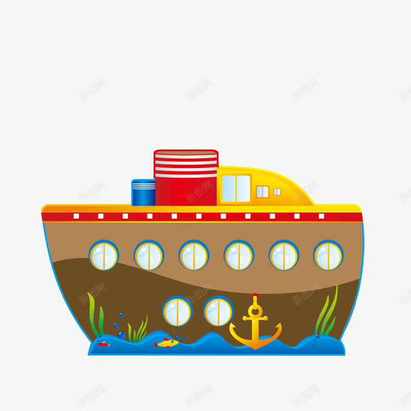 有一艘红棕色巨型轮船的扁平化海矢量图ai免抠素材_88icon https://88icon.com 卡通 扁平化海洋 手绘 有一艘红棕色巨型轮船的扁平化海洋矢量免费下载 红棕色 蓝色海洋 轮船 矢量图