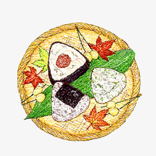 紫菜包饭手绘画片png免抠素材_88icon https://88icon.com 手绘美食 木篮子 紫菜包饭 绿色饭团 饭团