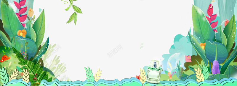 卡通海洋植物bannerpsd免抠素材_88icon https://88icon.com banner 卡通 树叶 植物 水面 海洋 花草