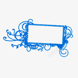 蓝色藤蔓框架粉笔图案素材