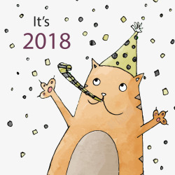 彩绘动物新年快乐卡片素材