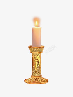 黄色金属蜡烛托盘素材