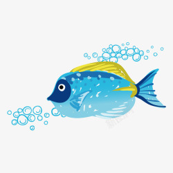 海洋小动物世界海洋日卡通蓝色气泡鱼素矢量图高清图片