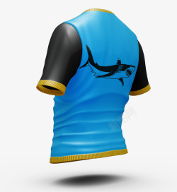 蓝色鲨鱼男款短袖素材