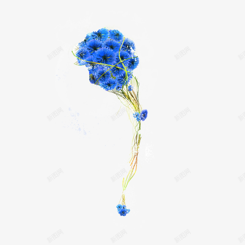 球形蓝色花卉植物藤蔓png免抠素材_88icon https://88icon.com 植物素材 花卉素材 蓝色素材 藤蔓素材