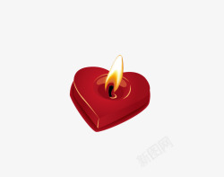 大红色的爱心蜡烛素材