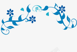 蓝色纹理花边叶子素材