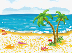 夏日海洋沙滩背景装饰素材