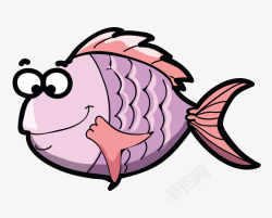 紫色鱼类海洋生物超萌卡通手绘Q素材