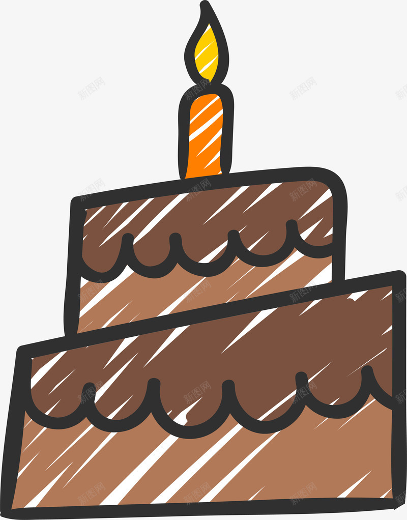 卡通棕色生日蛋糕矢量图ai免抠素材_88icon https://88icon.com 卡通手绘 插画 灰色 生日庆祝 生日蛋糕 矢量图案 矢量图