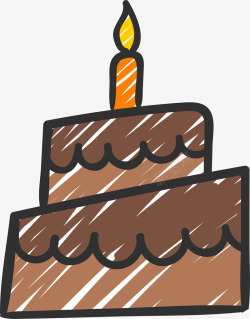 卡通棕色生日蛋糕矢量图素材