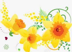 黄色卡通手绘花朵花藤素材