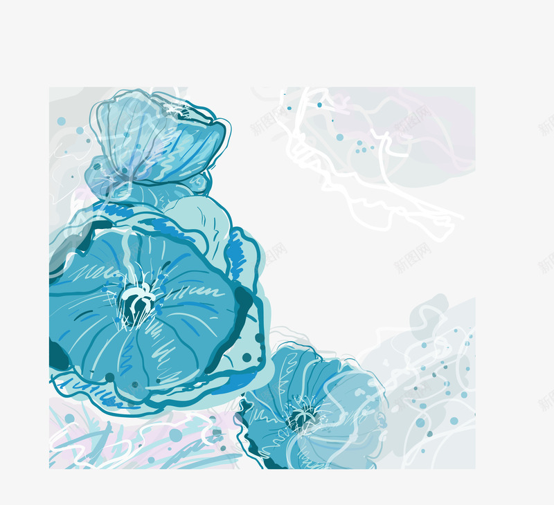 淡雅手绘花朵水墨背景png免抠素材_88icon https://88icon.com 中国风背景图片 彩绘花卉 手绘 水墨画 花朵