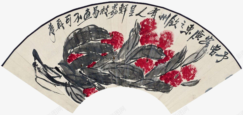 荔枝花扇面绘画作品png免抠素材_88icon https://88icon.com 中国画 国画 扇子 扇形 扇面 绘画作品 荔枝花