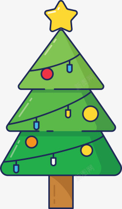 绿色线条星星圣诞树素材