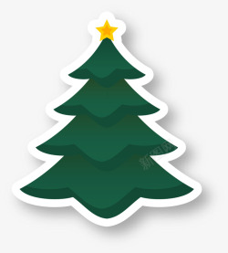 绿色圣诞树贴纸标签素材
