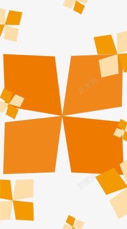 橙色立体几何四瓣花装饰矢量图素材