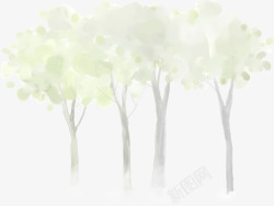 创意手绘水彩森林树木素材