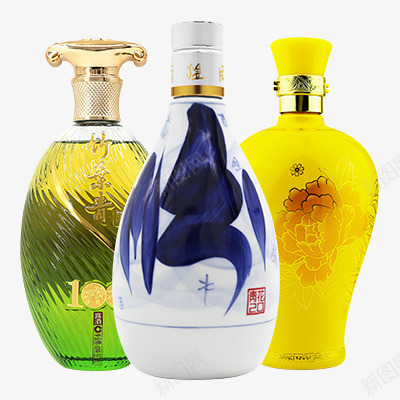酒png免抠素材_88icon https://88icon.com 中国酒 各种颜色的酒 白色 花纹 酒瓶 金色
