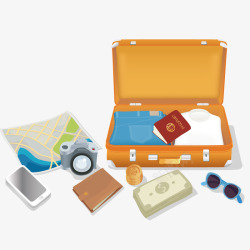 带旅行元素的打开行李素材