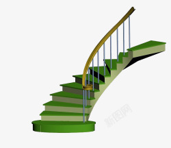 可爱绿色欧式旋转楼梯素材